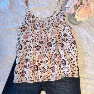 NWT LOFT floral spaghetti strap top, size L